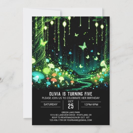 Pastel Fantasy Woodland Digitale Verjaardag Kaart (Voorkant)