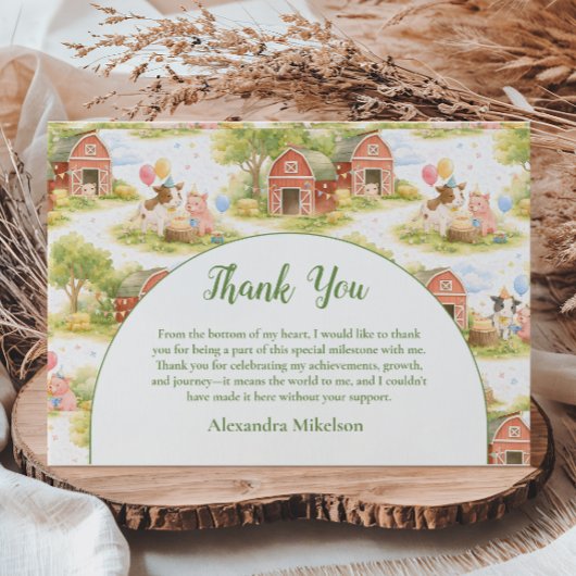 Pastel Farm Animals Barnyard 1st Birthday Bedankkaart