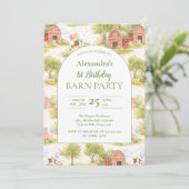 Pastel Farm Animals Barnyard 1st Birthday Kaart (Staand voorkant)