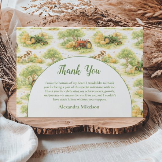 Pastel Farm Tractor Barnyard 1st Birthday Bedankkaart