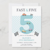 Pastel Fast Five Verjaardag Auto Kaart (Voorkant)