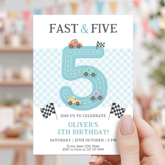 Pastel Fast Five Verjaardag Auto Kaart