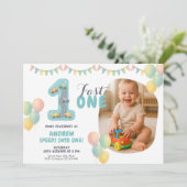 Pastel Fast One Birthday Car Kaart (Staand voorkant)