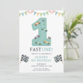 Pastel Fast One Birthday Race Kaart (Staand voorkant)
