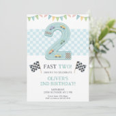 Pastel Fast Two Birthday Race Kaart (Staand voorkant)