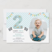 Pastel Fast Two Birthday Race Kaart (Voorkant)