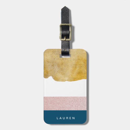 Pastel Faux Gold Monogram Bagagelabel (Voorkant verticaal)