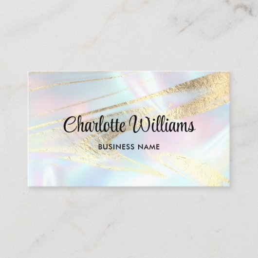Pastel Faux Holographic Elegant Pastel Opal Visitekaartje (Voorkant)