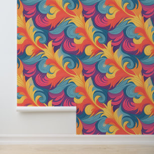 Pastel Feathers Pattern Behang