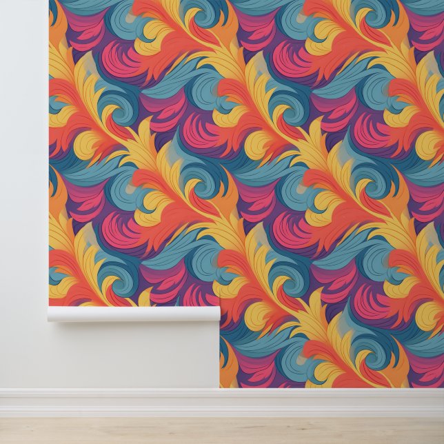 Pastel Feathers Pattern Behang (Applicatie)