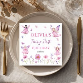 Pastel Fee Florale Tuin Vlinder Verjaardag Servet