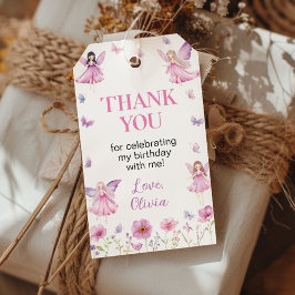 Pastel Fee Florale Verjaardagsfeest Dank Je Cadeaulabel