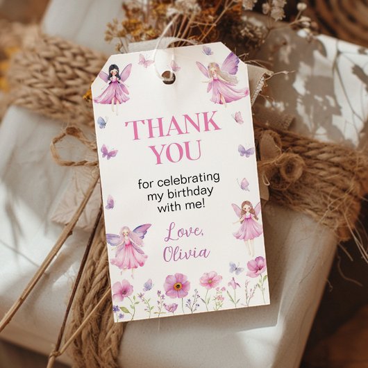 Pastel Fee Florale Verjaardagsfeest Dank Je Cadeaulabel