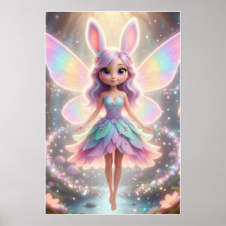 Pastel Fee Konijn – Magische Fantasie Poster Kunst