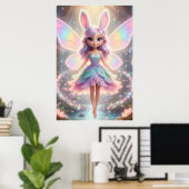 Pastel Fee Konijn – Magische Fantasy Poster Kunst (Thuiskantoor)