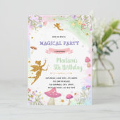 Pastel fee verjaardag uitnodiging (Staand voorkant)