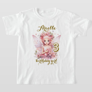 Pastel feeërieke bloementuin theepartij verjaardag t-shirt