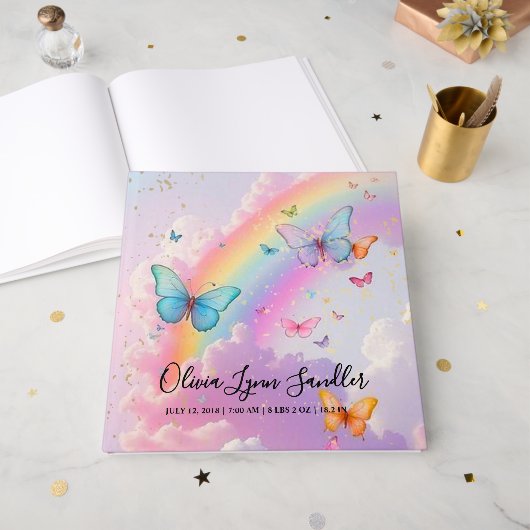 Pastel feestcadeau voor bruiloften en baby's gastenboek (Voorkant open)