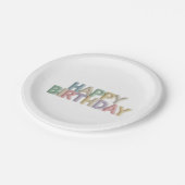 Pastel Felt Letters Happy Birthday Papieren Bordje (Gekanteld)