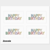  Pastel Felt Letters Happy Birthday Rechthoekige Sticker (Vel)