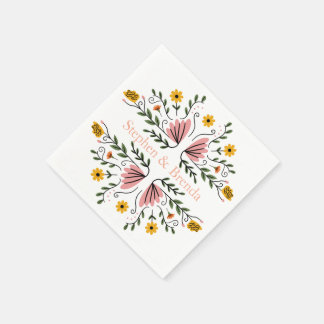 Pastel Feminine Floral Custom Name Elegant Servet