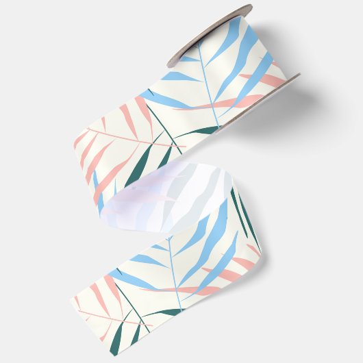 Pastel Fern Pattern Satijnen Lint (Achterkant)
