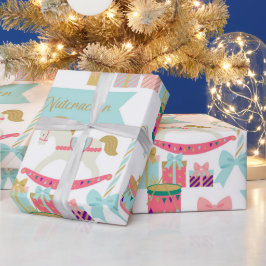 Pastel Festive Nutkraker Toys Kerstmis Cadeaupapier