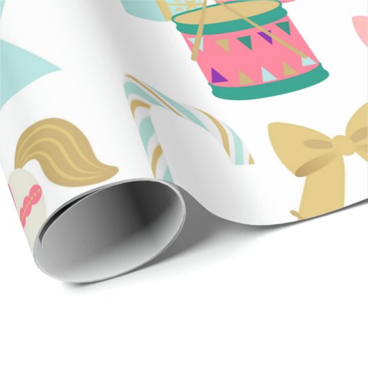 Pastel Festive Nutkraker Toys Kerstmis Cadeaupapier (Rol Hoek)