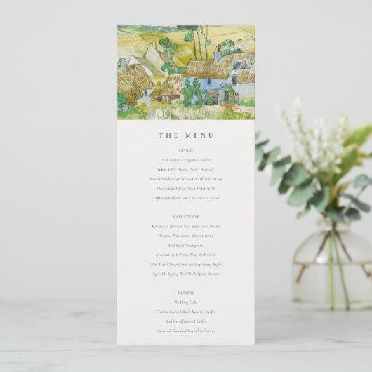 Pastel Fields Mountain Landscape Wedding Menu Kaar Kaart (Staand voorkant)