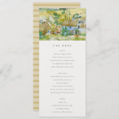 Pastel Fields Mountain Landscape Wedding Menu Kaar Kaart (Voorkant / Achterkant)