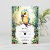 Pastel Fiesta Parrot Verjaardag Kaart (Staand voorkant)