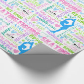 Pastel Figuur Skater Words Typografie Cadeaupapier (Hoek)