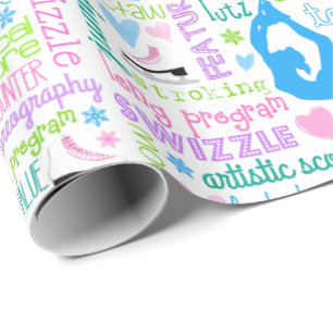 Pastel Figuur Skater Words Typografie Cadeaupapier