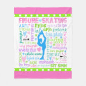 Pastel Figuur Skater Words Typografie Fleece Deken (Voorkant)