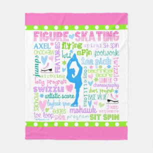 Pastel Figuur Skater Words Typografie Fleece Deken