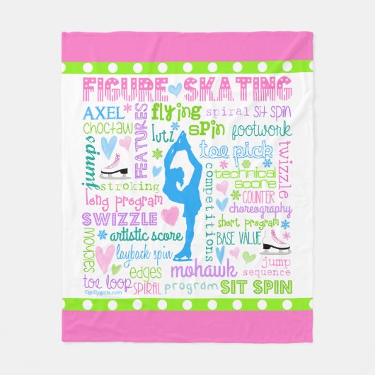 Pastel Figuur Skater Words Typografie Fleece Deken (Voorkant)