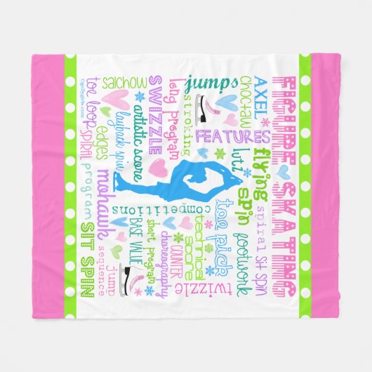 Pastel Figuur Skater Words Typografie Fleece Deken (Voorkant (Horizontaal))