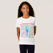 Pastel Figuur Skater Words Typografie T-shirt (Voorkant volledig)