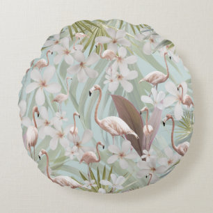 Pastel Flamingo Oerwoud Liefde #1 #tropisch #wand Rond Kussen