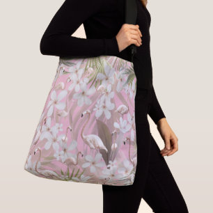 Pastel Flamingo Oerwoud Liefde #2 #tropisch #wand Crossbody Tas