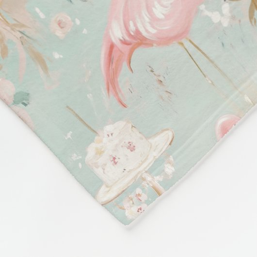 Pastel Flamingo Tea Party Patroon Fleece Deken (Hoek)