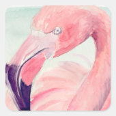 Pastel Flamingo Vierkante Sticker (Voorkant)