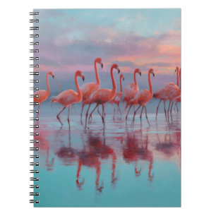Pastel Flamingos Sunset Water Reflectie Notitieboek