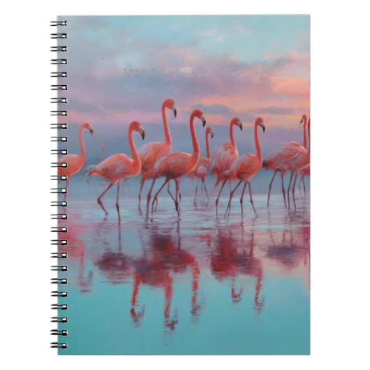 Pastel Flamingos Sunset Water Reflectie Notitieboek (Voorkant)