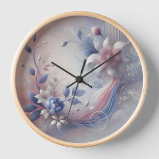 Pastel Floral Abstracte wandklok