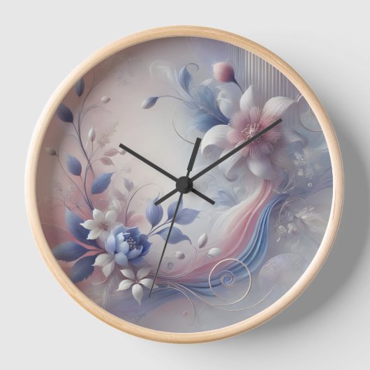 Pastel Floral Abstracte wandklok (Voorkant)