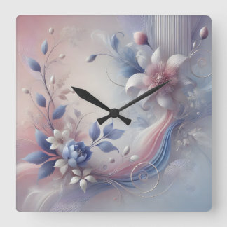 Pastel Floral Abstracte wandklok
