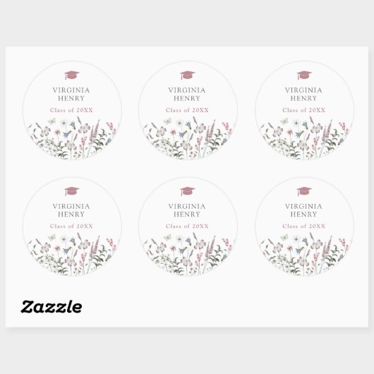 Pastel Floral Afstuderen Sticker (Vel)