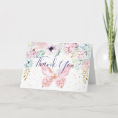 Pastel floral and butterfly baby shower bedankt (Voorkant)