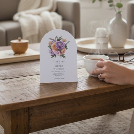 Pastel Floral Arch all in one  Wedding Invitation Kaart